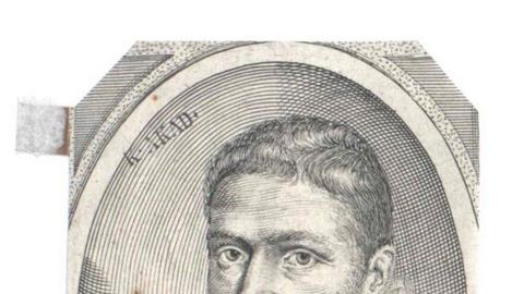 Stich eines Porträts des niederländischen Astronomen und Mathematikers Willebrord Snellius.