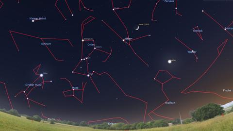 Sternenkonstellationen und -bilder am Nachthimmel sind zu sehen.