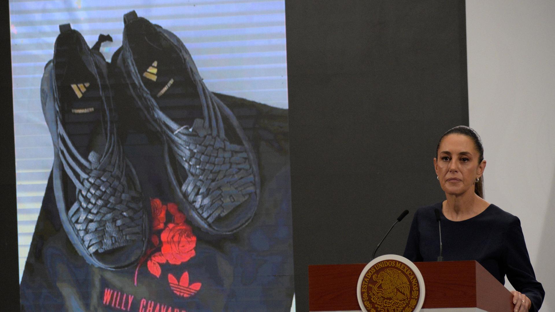Mexican President Presents Plagiarism Case Against Adidas Mexican President Claudia Sheinbaum Pardo addresses the case of plagiarism of the traditional Mexican huarache by the Adidas Oaxaca Slip On, the Adidas tennis brand, and Willy Chavarria. She also spoke about the Mexico Sings music competition at a press conference at the National Palace. August 8, 2025, Mexico City, Mexico. Mexico City CDMX Mexico Copyright: xLuisxBarronx