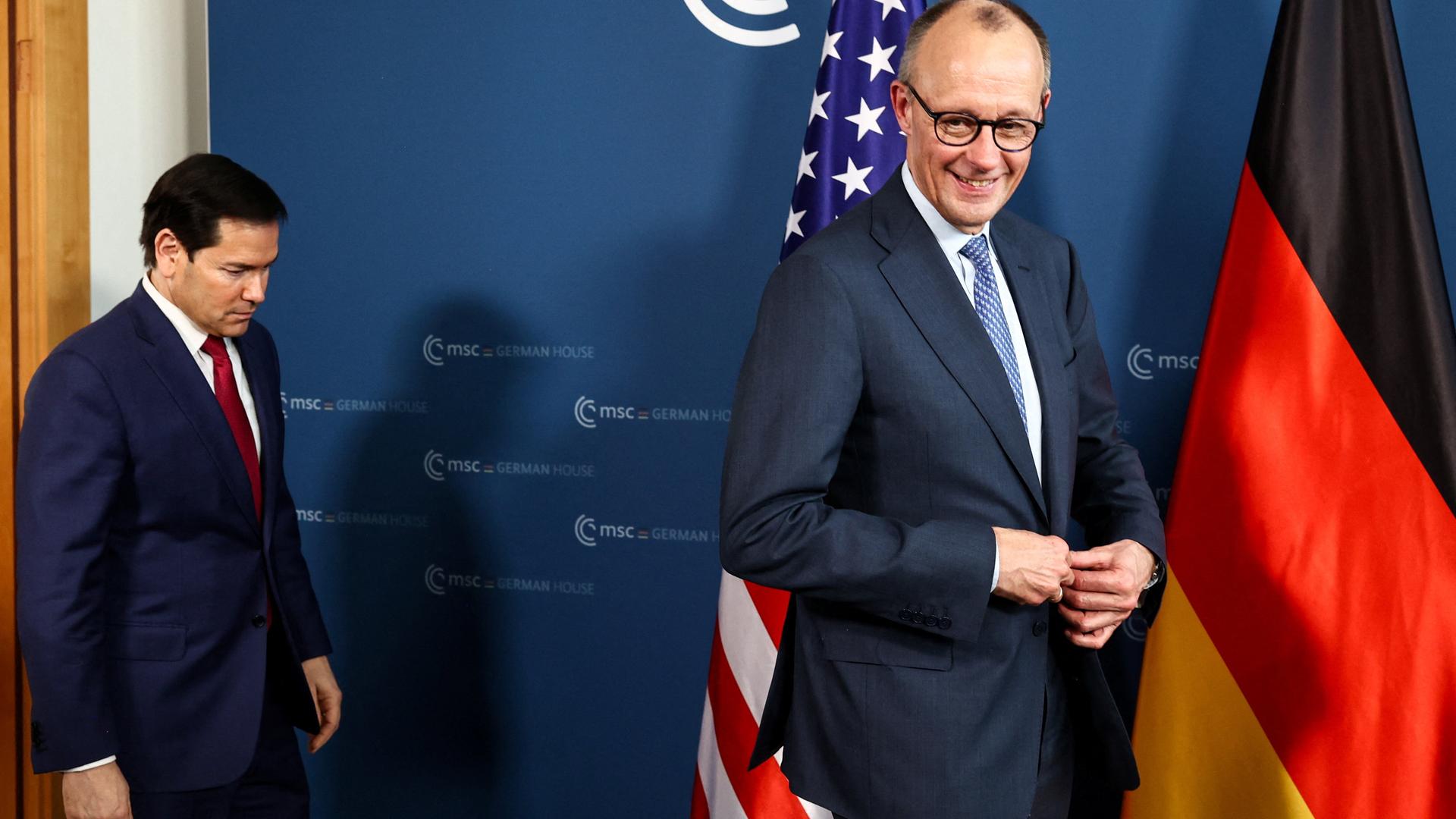 Bundeskanzler Friedrich Merz trifft US-Außenminister Marco Rubio auf der 62. Münchener Sicherheitskonferenz. 