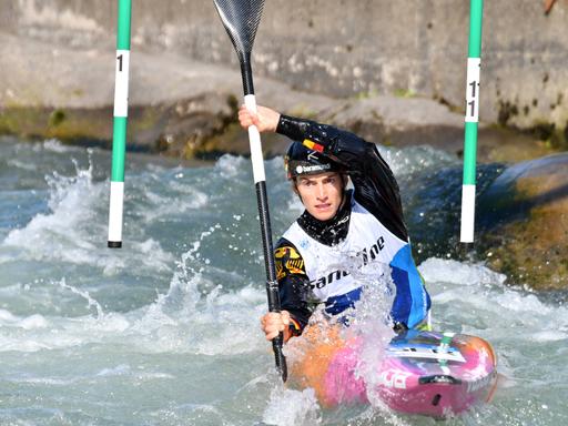 Kanuslalom-Olympiasiegerin Ricarda Funk im Einsatz beim Weltcup in Ljubljana