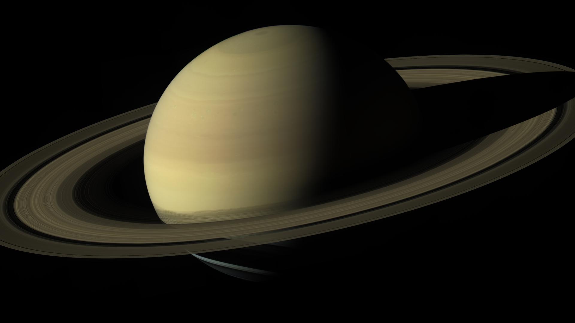 Eine Illustration  zeigt der Plant Saturn inmitten eines großen Ringes