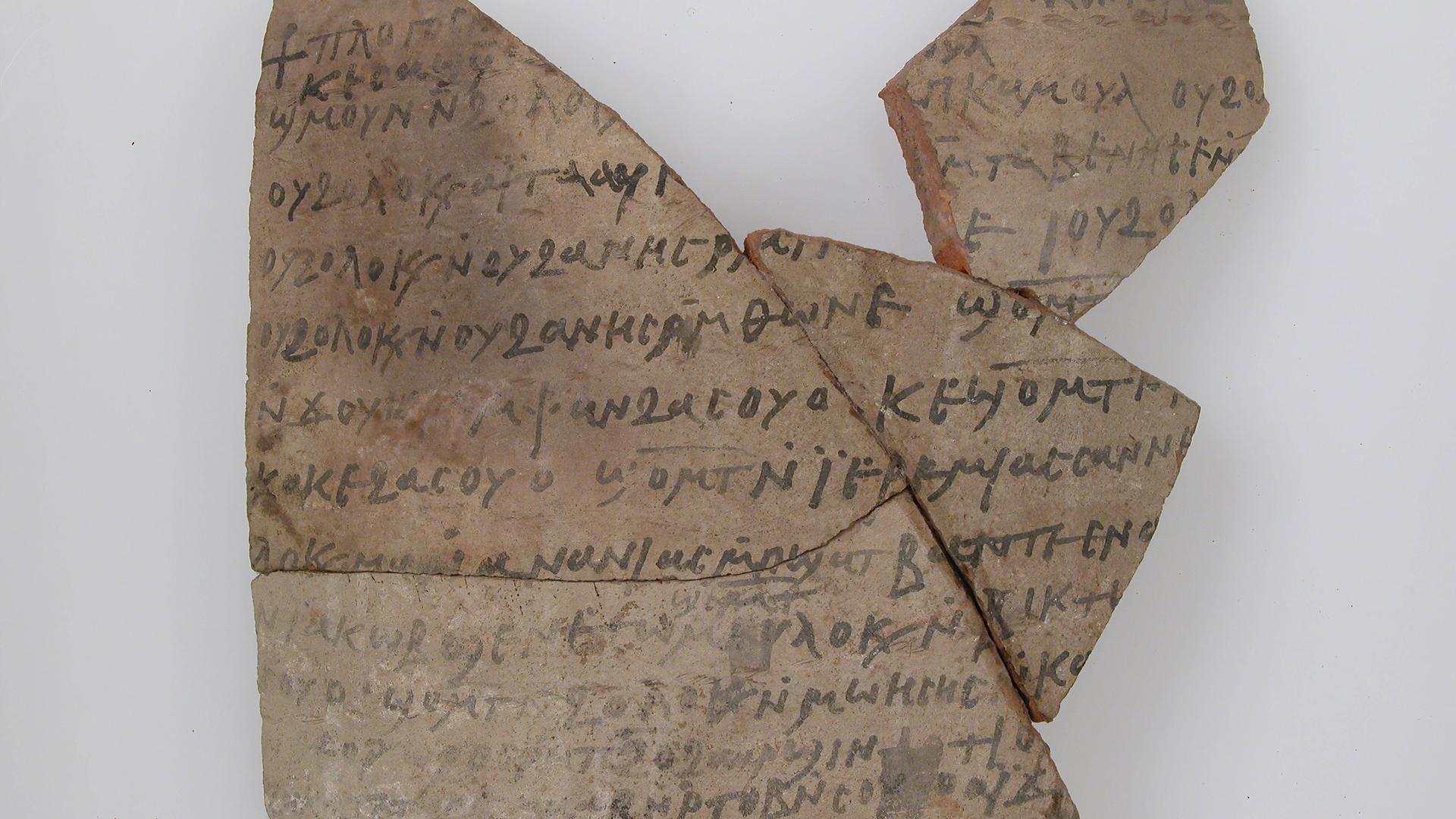 Ein Ostrakon, koptisch, 7. Jahrhundert