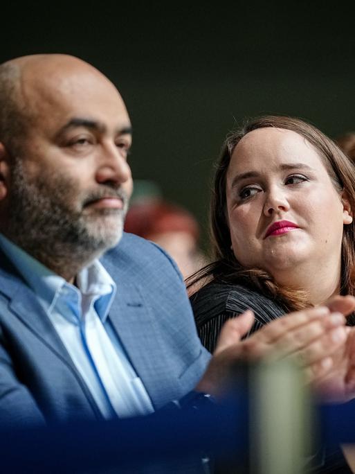 Omid Nouripour, Ricarda Lang, Terry Reintke beim Bundesparteitag der Grünen