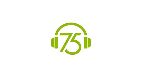 Logo von "Listening in 75 attempts": eine 75, darum herum ein Kopfhörer