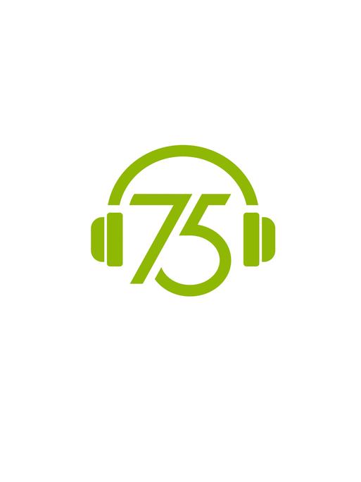 Logo von "Listening in 75 attempts": eine 75, darum herum ein Kopfhörer