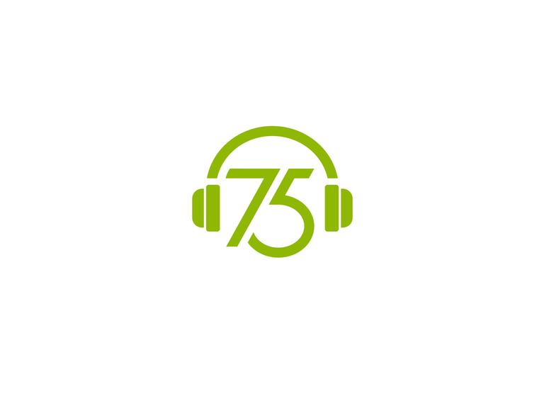 Logo von "Listening in 75 attempts": eine 75, darum herum ein Kopfhörer Logo von "Listening in 75 attempts": eine 75, darum herum ein Kopfhörer