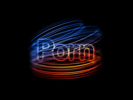 Das Wort "Porn" wird vor einem dunklen Hintergrund von farbig leuchtenden Linien umschlossen