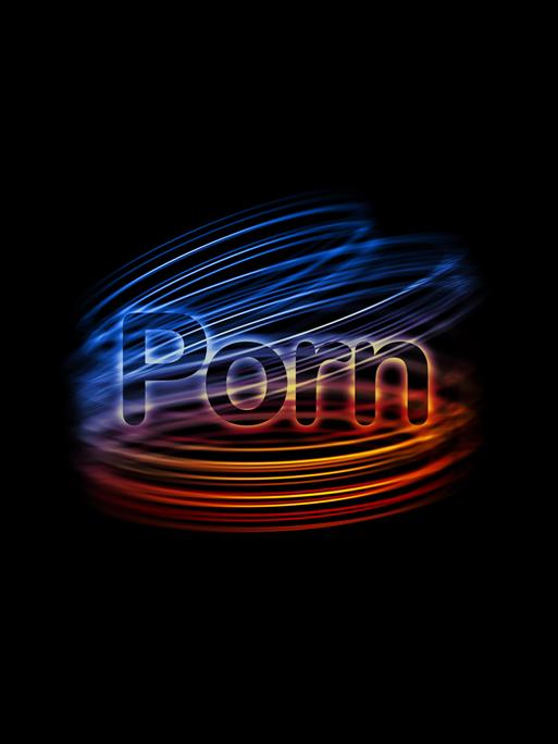 Das Wort "Porn" wird vor einem dunklen Hintergrund von farbig leuchtenden Linien umschlossen