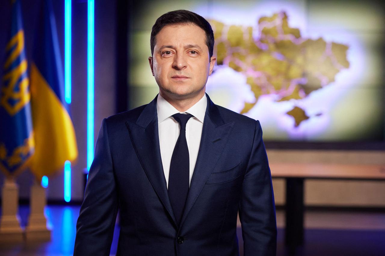 Der ukrainische Präsident Selenskyi in einer Fernsehansprache.