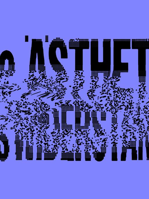 Der Titel "Ästhetik des Widerstands" in schwarzen Buchstaben vor lilanem Hintergrund, die Schrift löst sich zur Mitte hin auf.