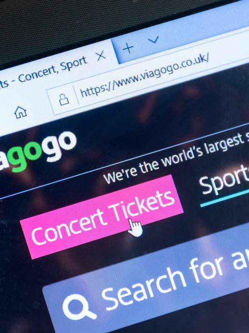Das Suchfeld auf der Website des Ticket-Zweitmarkt-Anbieters Viagogo