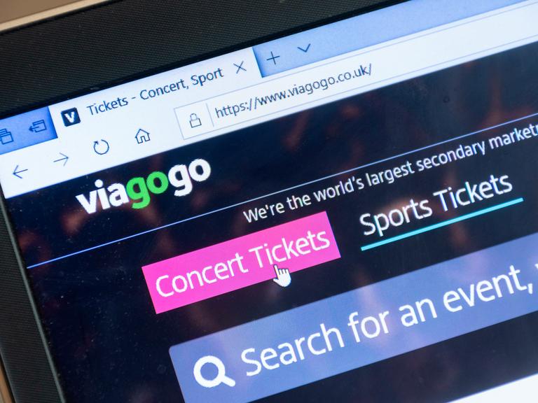 Das Suchfeld auf der Website des Ticket-Zweitmarkt-Anbieters Viagogo