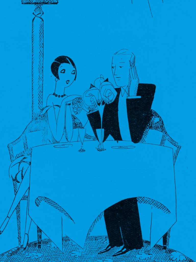 Illustration einer Hotelsituation in schwarz auf grünem Hintergrund. Illustration einer Hotelsituation in schwarz auf grünem Hintergrund.