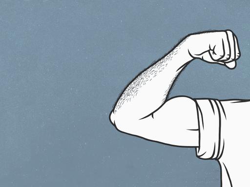 Eine Illustration zeigt einen Arm, der angespannt die Muskel spielen lässt.