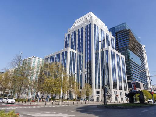 Das Hauptquartier von Euroclear in Brüssel in einer Aufnahme vom 9. April 2025 Das Hauptquartier von Euroclear in Brüssel in einer Aufnahme vom 9. April 2025