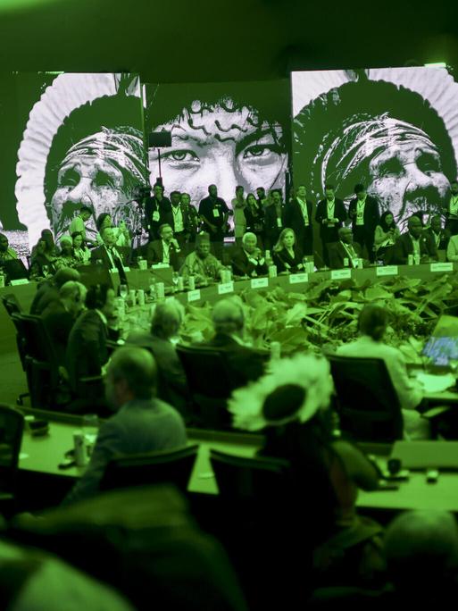 Politiker in einem Saal beim der Weltklimakonferenz in Belém in Brasilien Politiker in einem Saal beim der Weltklimakonferenz in Belém in Brasilien