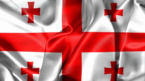 Die georgische Nationalflagge: fünf rote Kreuze auf weißem Grund.