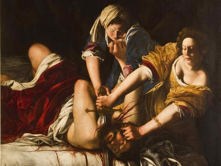 Gemälde der barocken Malerin Artemisia Gentileschi (1593 - 1654): Judith enthauptet Holofernes.