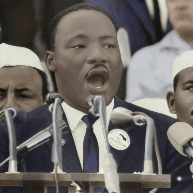 Martin Luther King während seiner "I Have a Dream"-Rede am Lincoln Memorial in Washington am 28. August 1963. 