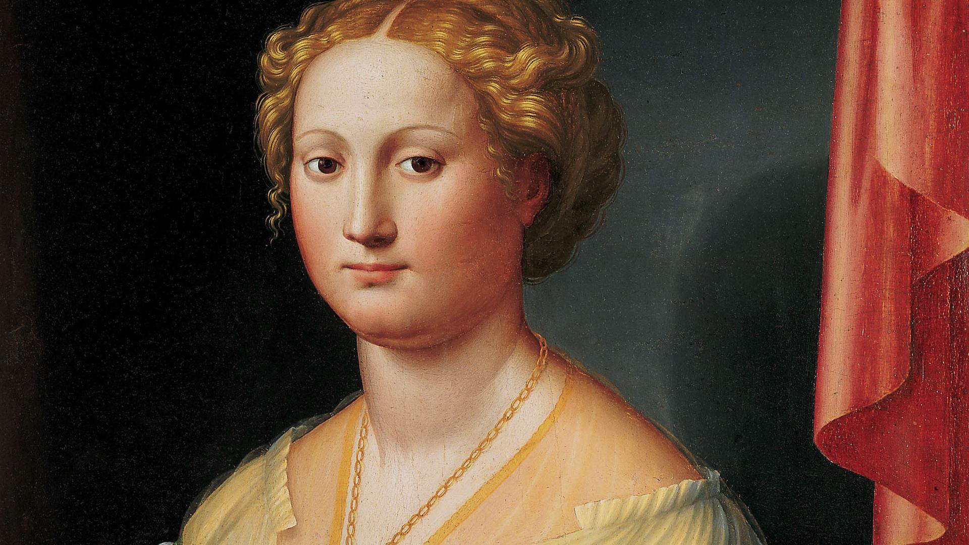 Das gemalte Porträt zeigt Vanozza de’ Cattanei im Stil der frühen Renaissance