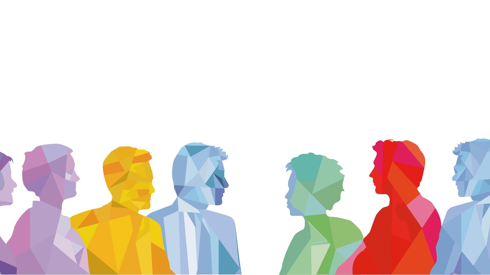 Gruppe von Personen diskutiert - Grafik Gruppe von Personen diskutiert - Grafik