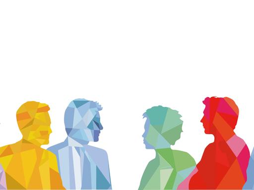 Gruppe von Personen diskutiert - Grafik Gruppe von Personen diskutiert - Grafik