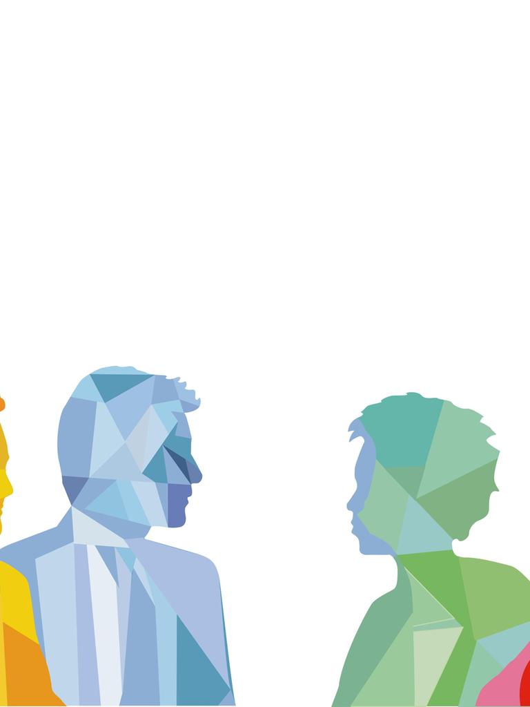 Gruppe von Personen diskutiert - Grafik Gruppe von Personen diskutiert - Grafik