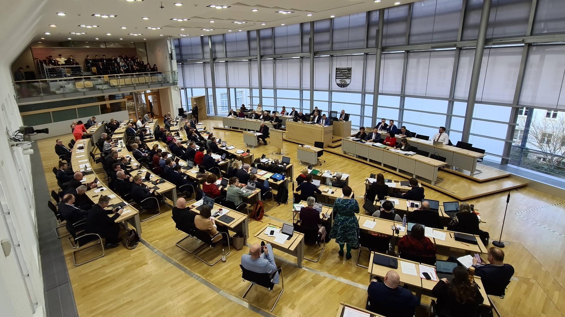 Der Plenarsaal des Landtags von Sachsen-Anhalt in Magdeburg.