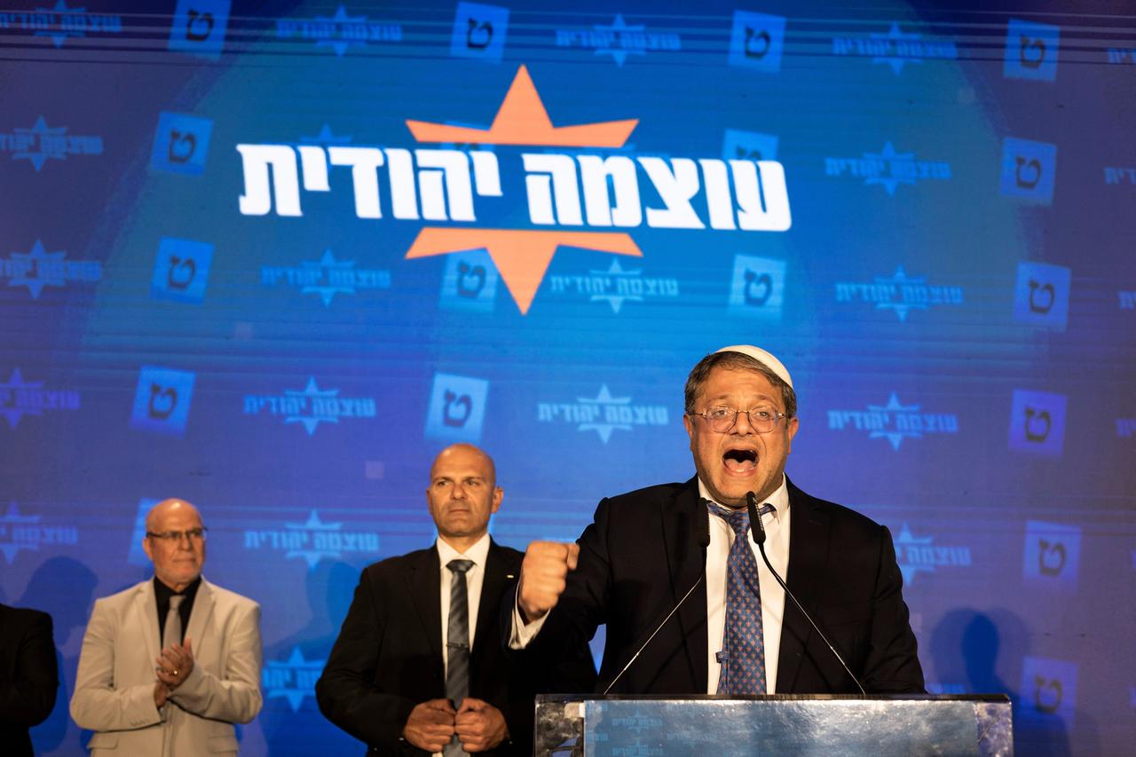 Itamar Ben-Gvir, Chef der rechtsextremen israelischen Partei Otzma Jehudit (Jüdische Kraft) am Wahlabend