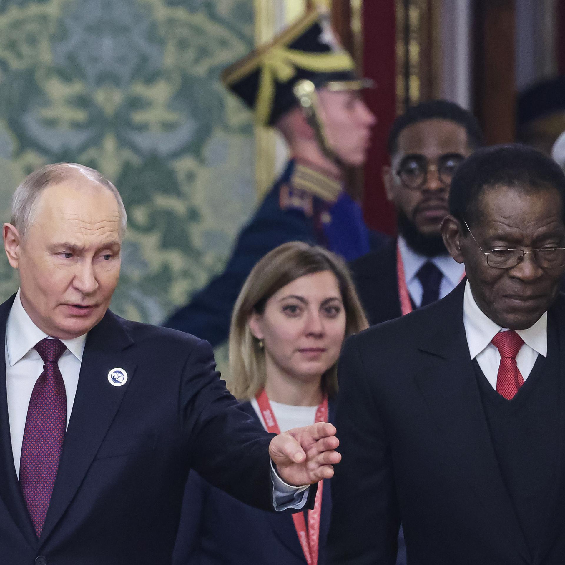 Der russische Präsident Wladimir Putin und der Präsident von Äquatorialguinea, Teodoro Obiang Nguema Mbasogo