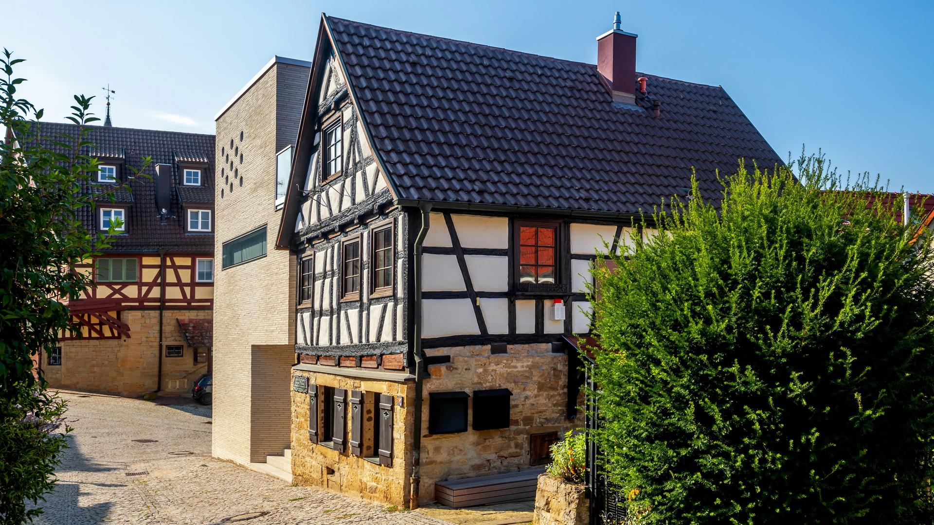 Blick auf das Tobias Mayer Museum und das Geburtshaus des Naturwissenschaftlers in Marbach am Neckar