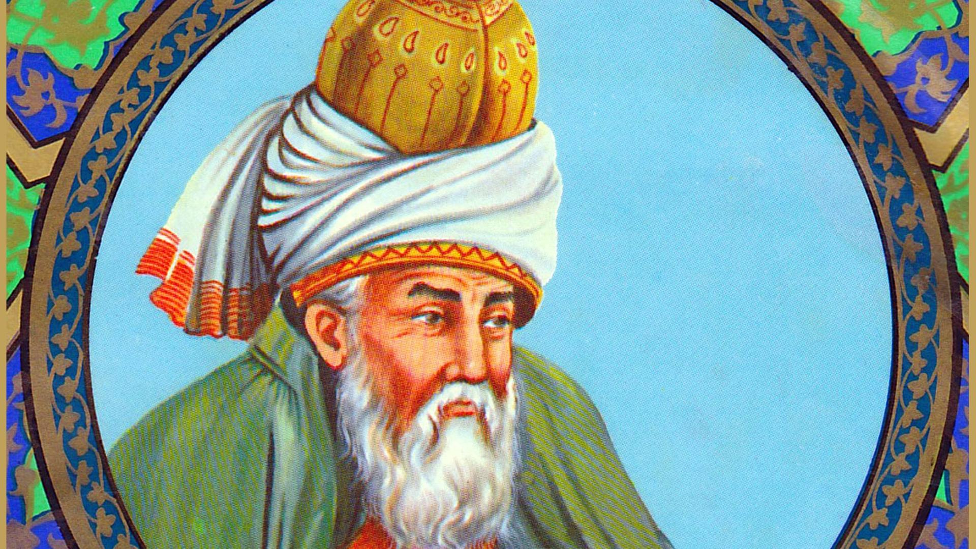 Eine Zeichnung des persischen Dichters Rumi.