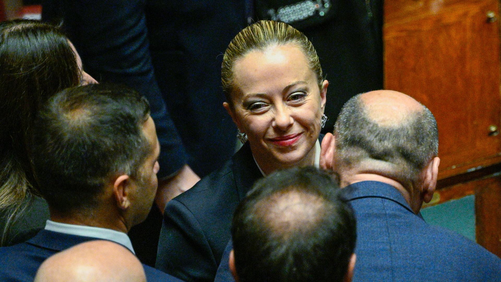 Wahlsiegerin Giorgia Meloni, Vorsitzende der rechten Partei Fratelli d’Italia "Brüder Italiens", im Abgeordnetenhaus in Rom am 13.10.2022