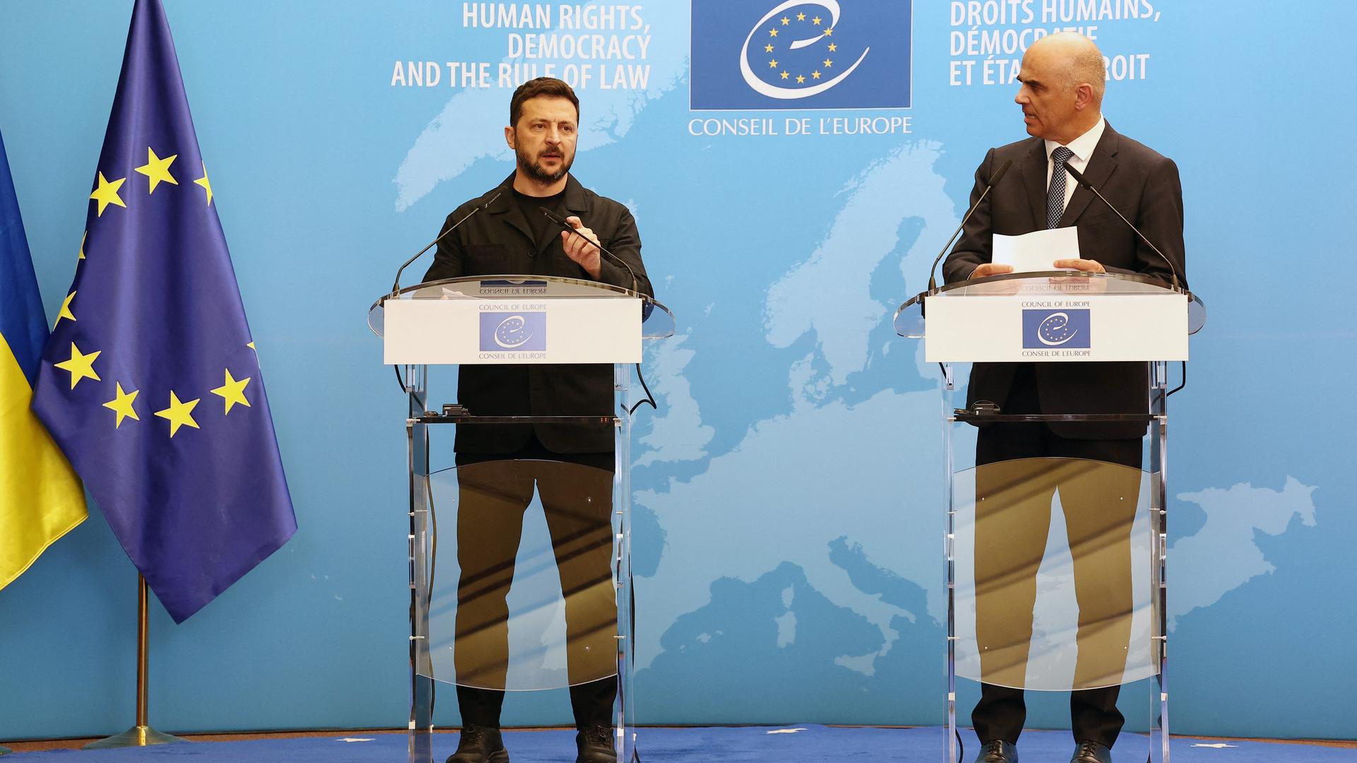 Der ukrainische Präsident Wolodymyr Selenskyj und der Generalsekretär des Europarates Alain Berset Der ukrainische Präsident Wolodymyr Selenskyj und der Generalsekretär des Europarates Alain Berset