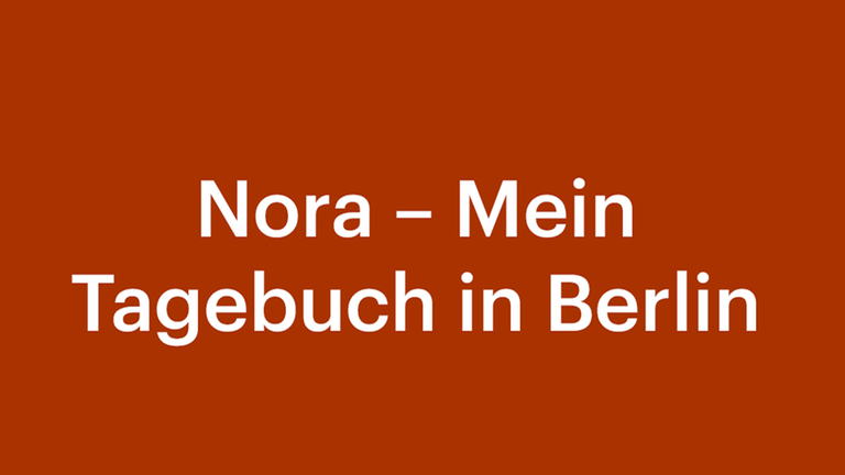 Eine Grafik mit orangenem Hintergrund und einem weißen Schriftzug "Nora - Mein Tagebuch in Berlin"