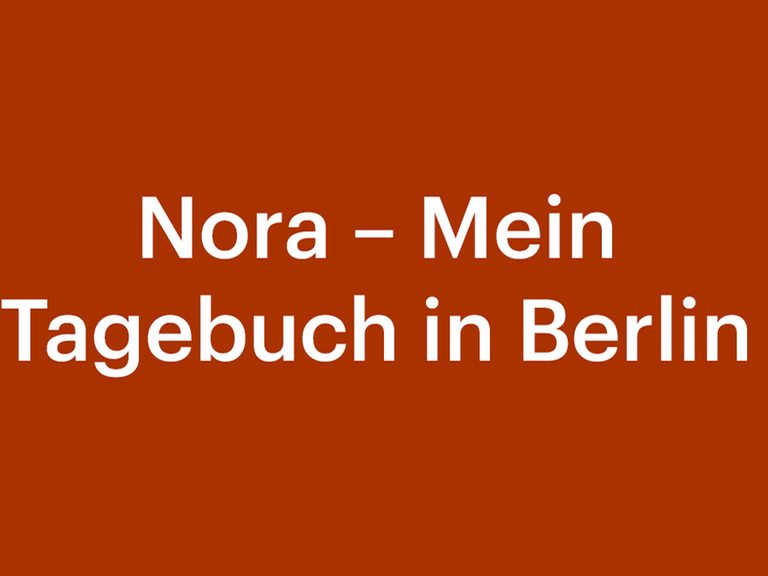 Eine Grafik mit orangenem Hintergrund und einem weißen Schriftzug "Nora - Mein Tagebuch in Berlin"