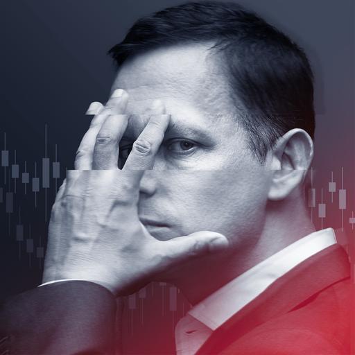 Peter Thiel hält sich eine Hand halb vor sein Gesicht