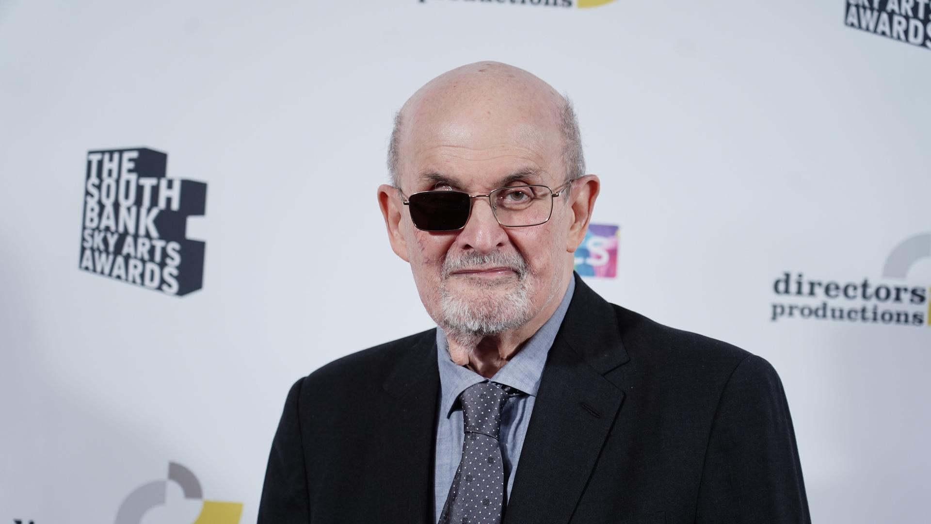 Salman Rushdie before receiving his Outstanding Achievement award at the South Bank Sky Arts Awards at The Savoy in London. 