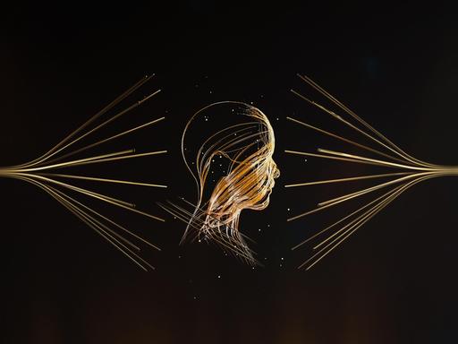 Graphische Darstellung: Futuristische Vernetzung im menschlichen Gehirn mit künstlicher intelligenz.