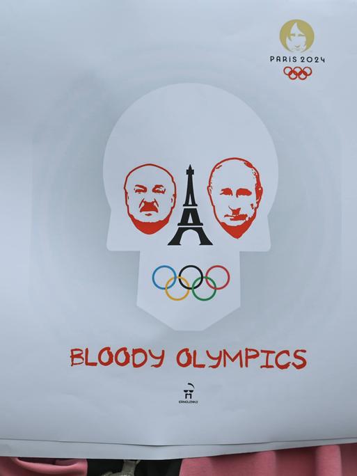 Ukrainische Proteste gegen die Olympia-Teilnahme von russischen und belarussischen Athleten in Krakau 