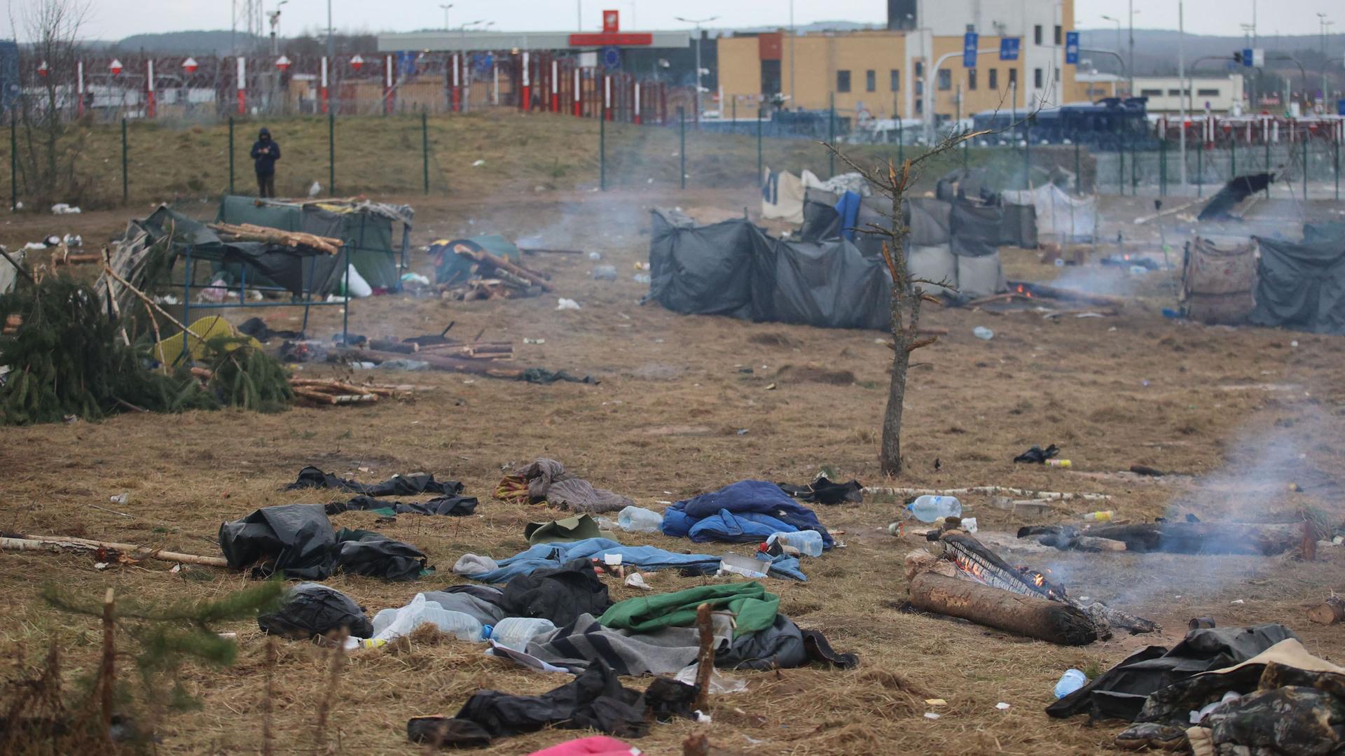 Das geräumte Lager der Migranten an der belarussisch-polnischen Grenze