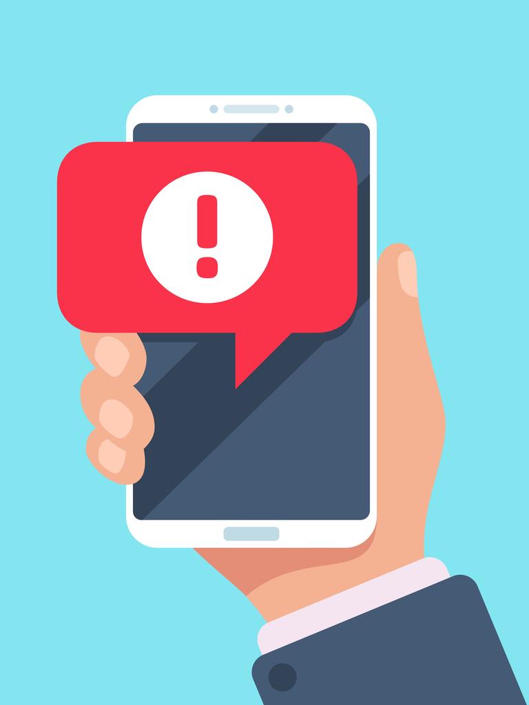 Illustration eines Smartphones mit Alarmmeldung.