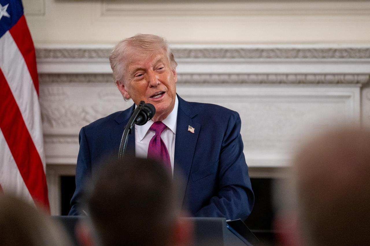 US-Präsident Donald Trump spricht während einer Veranstaltung im Weißen Haus in Washington.