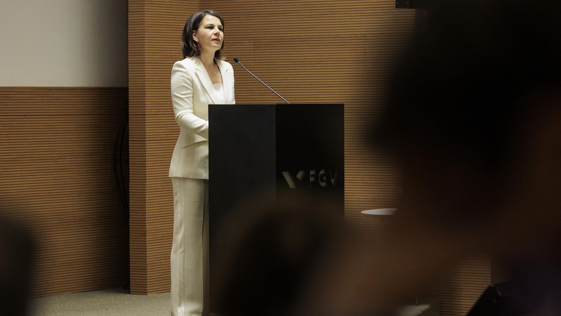 Annalena Baerbock, Bundesaussenministerin, aufgenommen im Rahmen einer Rede bei der Veranstaltung "Demokratie und Digitalisierung" der Fundacao Getulio Vargas (FGV) in Sao Paulo.