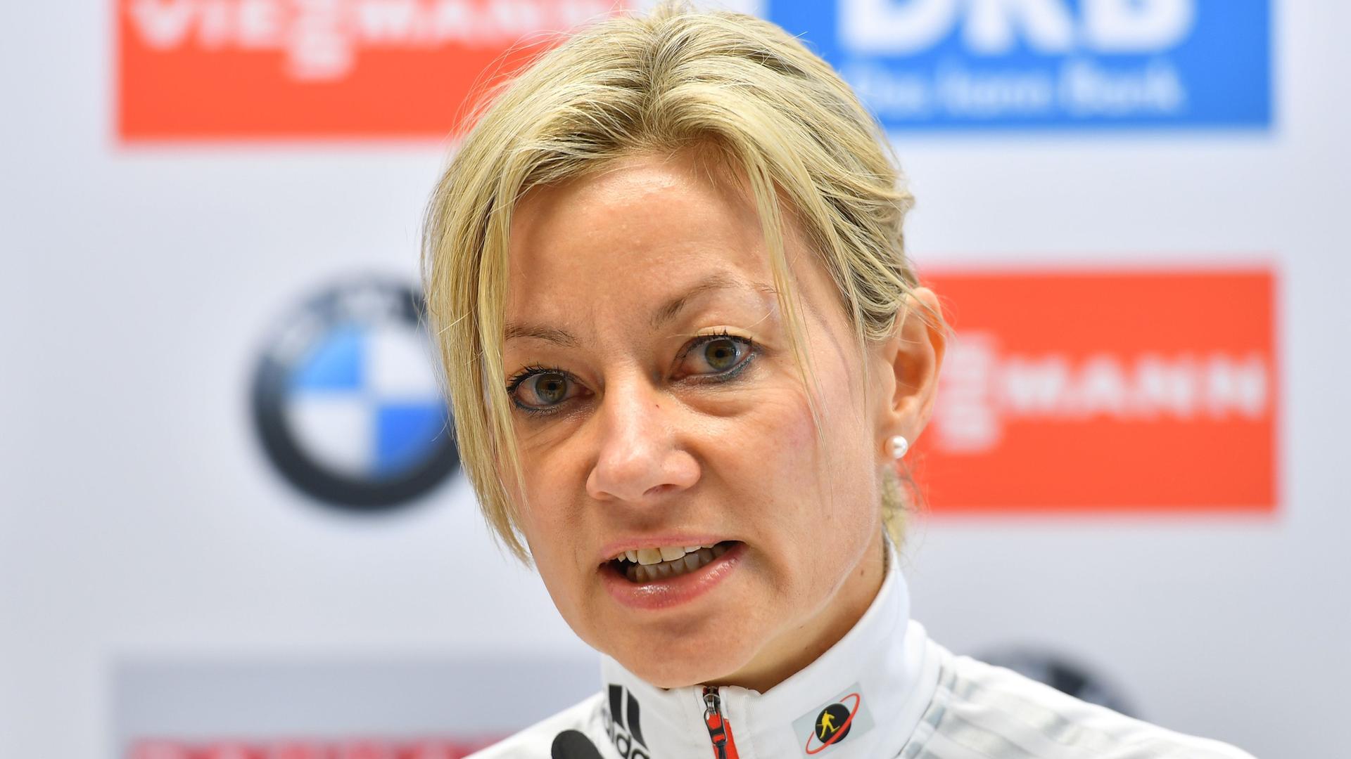 Die Generalsekretärin der IBU (Internationale Biathlon-Union), Nicole Resch, aufgenommen bei einer Pressekonferenz am 09.02.2017 in Hochfilzen (Österreich) während der Biathlon-Weltmeisterschaft.