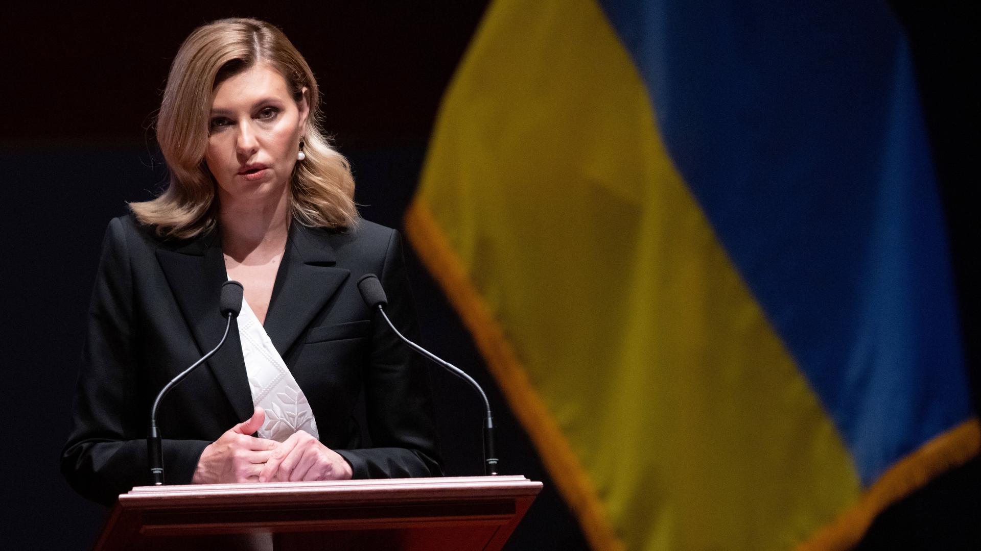 Olena Selenska, die Ehefrau des ukrainischen Präsidenten Selenskyj spricht im Juli 2022 vor dem US-Kongress.