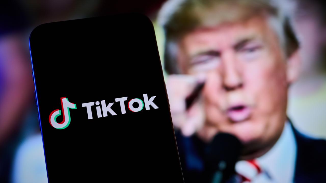 Das TikTok-Logo ist in dieser Illustration mit dem US-Präsidenten Donald Trump zu sehen.