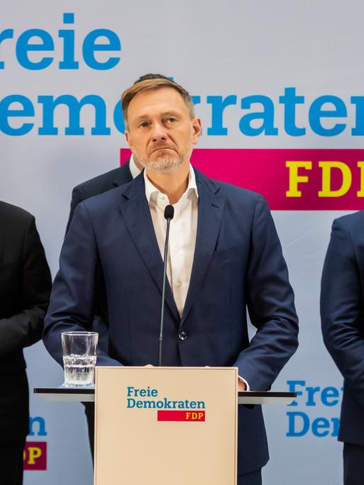 Christian Lindner, Marco Buschmann, Bijan Djir-Sarai (FDP) am 7.11.2024