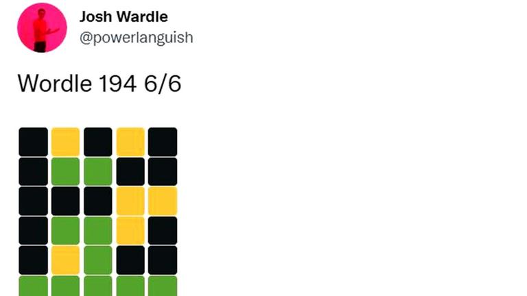 Der Gründer des Spiels Josh Wardle twittert eine Variante seines Spiels Wordle mit der typischen bunten Ansicht.